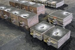 Molds for sand casting usually have two halves that are tightly fastened together when being used.