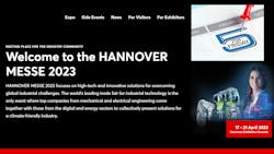 Hannover Messe home page capture with 5 for Friday logo Hannover Messe home page capture with 5 for Friday logo