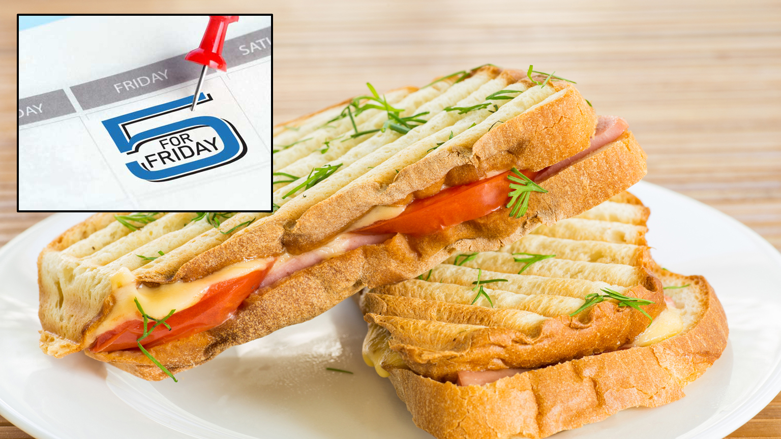 Sandwich with 5 for Friday logo