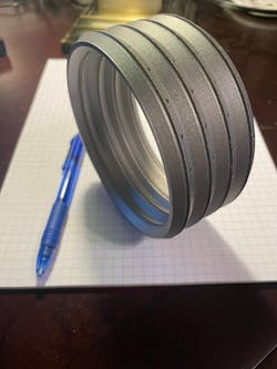 Diamond seal manufactured with DMLS 3D printing technology at Protolabs. Diamond seal manufactured with DMLS 3D printing technology at Protolabs.