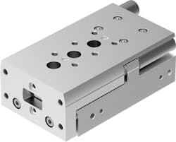 Festo machined the DGST slide and yoke plate from a single piece of aluminum, ensuring low torsion and accurate alignment. Festo machined the DGST slide and yoke plate from a single piece of aluminum, ensuring low torsion and accurate alignment.