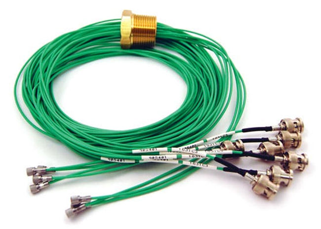Hermetic wire feedthroughs can use point-to-point wire harnessing to reduce the number of connection points which are associated with voltage drops and degraded signals. The critical design considerations for feedthroughs are good seals, strength to withstand expected mechanical stresses and minimal electrical losses. Typical uses include high-voltage electrical switches, semiconductor wafer-processing equipment, medical imagers, military ordinance controls and space simulation vacuum chambers.