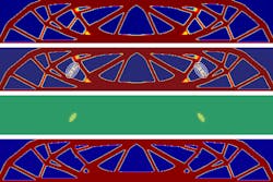 This sequence shows an example of the iterative design process in action. On top, you can see the AI-designed initial version of a support beam. In the second and third images, a human operator highlights two support segments as unnecessary. The bottom image shows how the AI system incorporates that input by eliminating those segments and strengthening others to compensate. This sequence shows an example of the iterative design process in action. On top, you can see the AI-designed initial version of a support beam. In the second and third images, a human operator highlights two support segments as unnecessary. The bottom image shows how the AI system incorporates that input by eliminating those segments and strengthening others to compensate.
