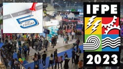 Trade show floor with 5 for Friday and IFPE 2023 logos Trade show floor with 5 for Friday and IFPE 2023 logos