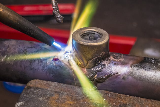 Hard brazing of a copper tube