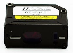 A laser displacement sensor measures the displacement or position of any non-reflective surface, which can be converted into vibrational data.