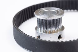 This timing belt and aluminum pulley are used in CNC machines for motion control. This timing belt and aluminum pulley are used in CNC machines for motion control.