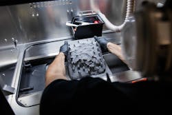 The direct metal laser sintering (DMLS) process builds parts from sintered powder. The resulting parts naturally have a textured finish that is similar to cast metal parts. The direct metal laser sintering (DMLS) process builds parts from sintered powder. The resulting parts naturally have a textured finish that is similar to cast metal parts.