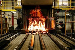 Metal parts are loaded into baskets, then pulled into the carburization furnace. There, they will be heated above the metal&rsquo;s critical temperatures in preparation for quenching.