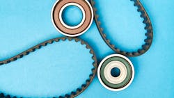 Timing belt with rollers on background Timing belt with rollers on background