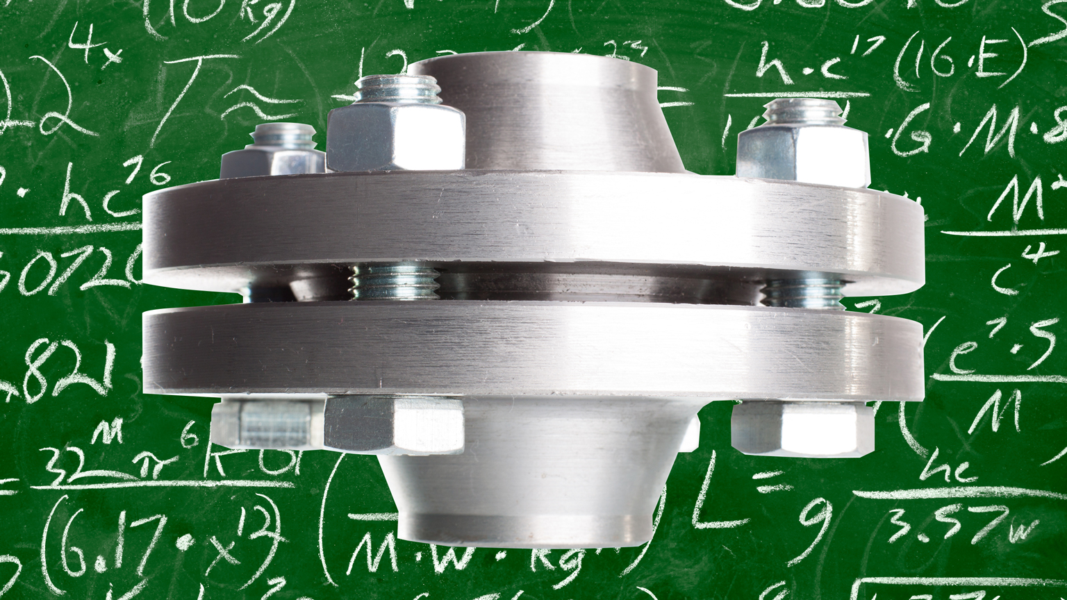 Bolted joint superimposed over chalkboard