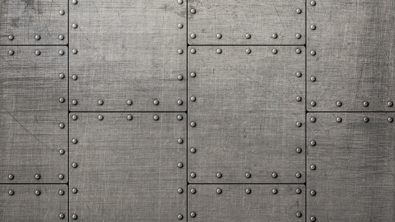 Dark metal plates with rivets