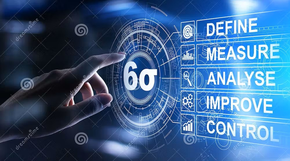 Six Sigma, Lean manufacturing, quality control and industrial process improving concept