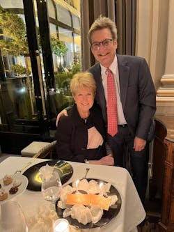 Jeff Burnstein, president of the Association for Advancing Automation, enjoys a dinner with his wife Jayne, while visiting Paris to celebrate her birthday.