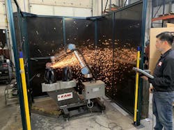 Kane Robotics&rsquo; GRIT ST cobot grinding metal industrial parts.