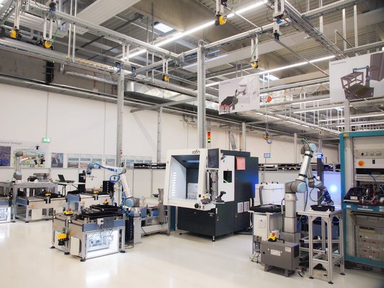Autonomous production test area of Siemens electronic factory in F&uuml;rth.