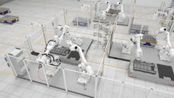 ABB robots demonstrating material handling. ABB robots demonstrating material handling.