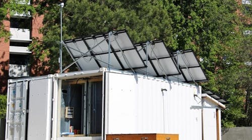 A 60-sq.-ft. chamber inside a shipping container can test passive systems that use wind towers along with water evaporation instead of electricity to cool spaces.