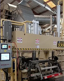 3. The cotton press, with the touchscreen human machine interface (HMI) shown at left. The Productivity PLC from AutomationDirect integrates well with AutomationDirect C-More HMIs, as well as similar products from other manufacturers (shown). 3. The cotton press, with the touchscreen human machine interface (HMI) shown at left. The Productivity PLC from AutomationDirect integrates well with AutomationDirect C-More HMIs, as well as similar products from other manufacturers (shown).