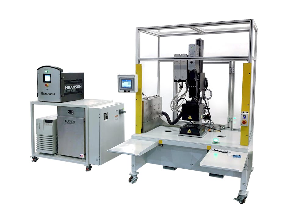 Emerson experts have developed a mobile unwelding work cell that uses a Branson 3G laser welder and STTIr technology. The unit offers options for manual or fully automated operations. Emerson experts have developed a mobile unwelding work cell that uses a Branson 3G laser welder and STTIr technology. The unit offers options for manual or fully automated operations.