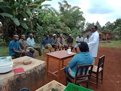 E4C Fellow Benson Maina leads user research with farmers in Kenya, 2019.