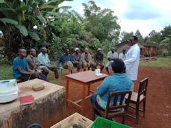 E4C Fellow Benson Maina leads user research with farmers in Kenya, 2019. E4C Fellow Benson Maina leads user research with farmers in Kenya, 2019.