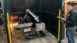 GRIT grinding welds on Summit Casing centralizers. GRIT grinding welds on Summit Casing centralizers.