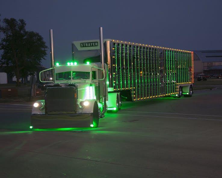 Figure 1: Big rig customizers are applying LED lights controlled and monitored by industrial-grade PLC and HMI automation to create impressive light shows.