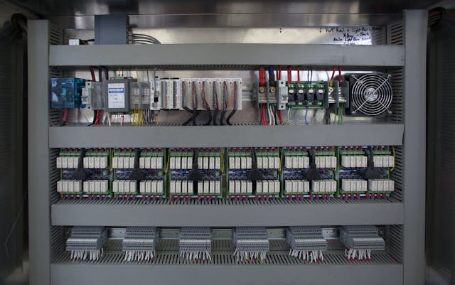 Figure 2: Dickerson Custom Trucks used an AutomationDirect CLICK PLUS PLC, C-more HMI, ZIPLink cables/connectors, Rhino power components, and other products to rapidly create an industrial-grade control panel suitable for service on a big rig.