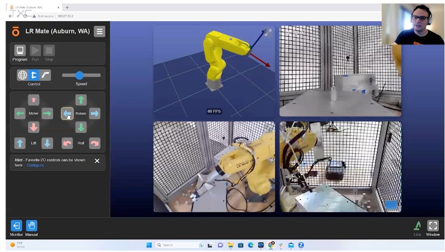 In a live demonstration, Fredrik Ryden, CEO of Seattle-based Olis Robotics, shows how he can remotely access a working industrial robot and make adjustments.