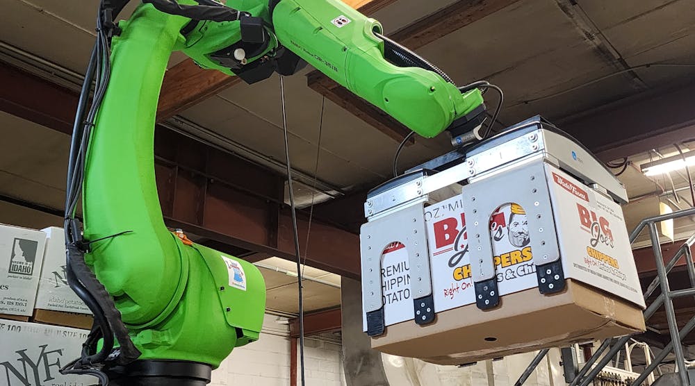Combination of powerful FANUC CR-35iB cobot and customizable OnRobot 2FPG20 finger grippers offers &ldquo;game-changing&rdquo; solution for heavy-duty agricultural palletizing, at a third of the cost of traditional palletizer.