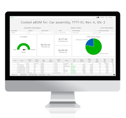 An As-Built BOM for a car assembly. An As-Built BOM for a car assembly.