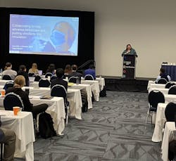 In her presentation, Jennifer Austin from ExxonMobil Prod. Solutions, talked about the need for manufacturers to design for recyclability. In her presentation, Jennifer Austin from ExxonMobil Prod. Solutions, talked about the need for manufacturers to design for recyclability.