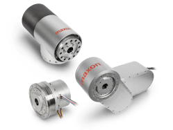 The high performance robotic joint modules shown here are designed specifically for small-scale operations requiring a low profile, lightweight system that offers zero-backlash and precision positioning to the industry.