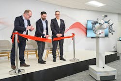 ABB&apos;s Marc Segura, John Bubnikovich and Sami Atiya cut the Ribbon on ABB Robotics&rsquo; renovated facility in Auburn Hills, Mich.