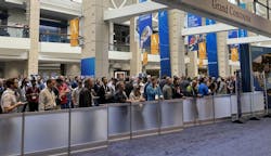 Attendees begin to gather at the entrance of the exhibit hall at Automate 2024 in Chicago, May 6-9. Attendees begin to gather at the entrance of the exhibit hall at Automate 2024 in Chicago, May 6-9.