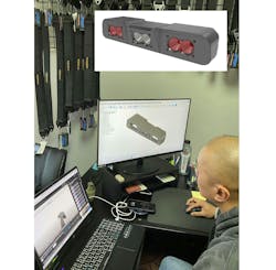 Phonexay Douangmala, design engineer at Kibbetech, shows the CAD drawing of a third brake light for a custom prerunner truck build. Phonexay Douangmala, design engineer at Kibbetech, shows the CAD drawing of a third brake light for a custom prerunner truck build.