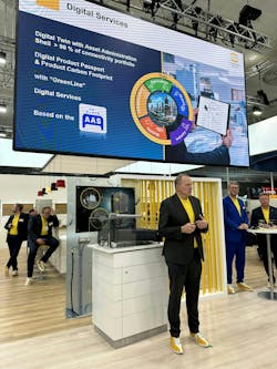 Norbert Gemmeke, managing director, Harting Electric, outlined Harting’s collaboration with Microsoft and Siemens. Through the partnership Harting can bring AI-enabled industrial devices to market. Norbert Gemmeke, managing director, Harting Electric, outlined Harting’s collaboration with Microsoft and Siemens. Through the partnership Harting can bring AI-enabled industrial devices to market.