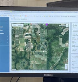 The harvester uses LiDAR technology and differential global positioning systems (DGPS) to do all its navigation and enables the harvester to be tracked in real time. The harvester uses LiDAR technology and differential global positioning systems (DGPS) to do all its navigation and enables the harvester to be tracked in real time.