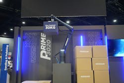 Doosan also unveiled its P3020 cobot at the show. The cobot has a payload of 60 lb and can palletize up to two meters high without a lift. Doosan also unveiled its P3020 cobot at the show. The cobot has a payload of 60 lb and can palletize up to two meters high without a lift.