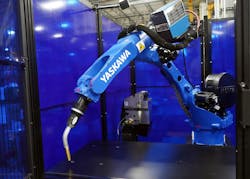 Designed for fast and easy installation or relocation, flexible pre-engineered work cells, such as the ArcWorld LC (Lite Cell), are ideal for job shops looking to supplement manual labor. Designed for fast and easy installation or relocation, flexible pre-engineered work cells, such as the ArcWorld LC (Lite Cell), are ideal for job shops looking to supplement manual labor.