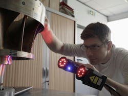 Inspection can occur without the need for secure part fixturing. The part can be moved freely on a turntable or by hand, and the scanner is designed to maintain perfect measurement within a unified coordinate system. Inspection can occur without the need for secure part fixturing. The part can be moved freely on a turntable or by hand, and the scanner is designed to maintain perfect measurement within a unified coordinate system.