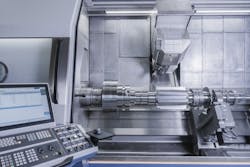 The M50 MILLTURN demonstrates live machining on a power generation shaft. The M50 MILLTURN demonstrates live machining on a power generation shaft.