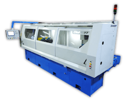 The DeHoff 20144 is a custom-designed for fusion reactors. It performs gundrilling, pull boring, roller burnishing and thread tapping on aluminum microwave guides. The DeHoff 20144 is a custom-designed for fusion reactors. It performs gundrilling, pull boring, roller burnishing and thread tapping on aluminum microwave guides.