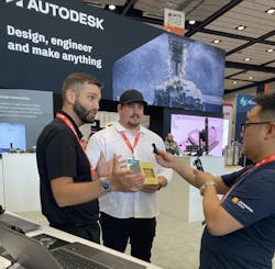 Kevin Strom (@dev.mfg on Instagram) accepts his engraved Bluetooth speaker from Autodesk, a reminder that he took back to California for winning the company’s deburring contest in the booth at IMTS 2024. Kevin Strom (@dev.mfg on Instagram) accepts his engraved Bluetooth speaker from Autodesk, a reminder that he took back to California for winning the company’s deburring contest in the booth at IMTS 2024.