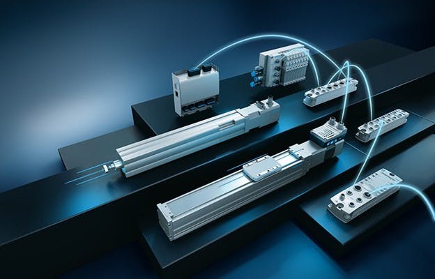 Festo displayed motion control solutions for food and packaging operations; adaptable gripping solutions for packaging applications; VTUX valve terminals; vacuum components; Didactic learning solutions; and Fabco Air imperial components at PACK EXPO 2024.