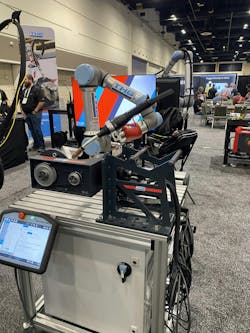 THG Automation launched its coordinated motion capabilities with their Universal Robots and Fronius Perfect Welding collaborative robotic welding at this year’s Orlando event. THG Automation launched its coordinated motion capabilities with their Universal Robots and Fronius Perfect Welding collaborative robotic welding at this year’s Orlando event.