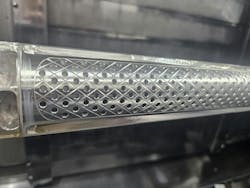The RockLock system from 5th Axis was used to support the intricate cuts required for features like vented ramps and a honeycomb structure. The RockLock system from 5th Axis was used to support the intricate cuts required for features like vented ramps and a honeycomb structure.