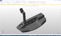 CAD/CAM software screenshot of the putter that was produced using closed-loop manufacturing practices. CAD/CAM software screenshot of the putter that was produced using closed-loop manufacturing practices.