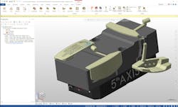 Full golf putter part with fixturing was programmed in CAD/CAM software. Full golf putter part with fixturing was programmed in CAD/CAM software.